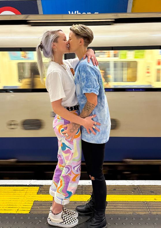 lesbian couple underground pride clothes